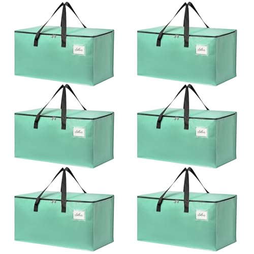 Moving Bags Heavy Duty Mint Green – Large Packing Bags for Moving, Extra Large Storage Totes with Zippers and Handles - color: Mint Green