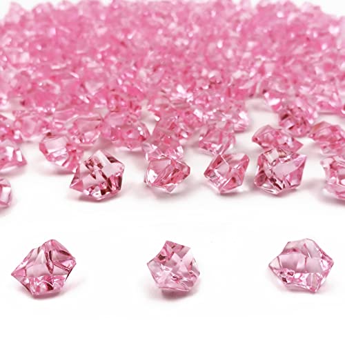 Fake Ice Rocks, 150 PCS Pink Acrylic Ice Rocks Pink Fake Crushed Ice Cubes,Vase Fillers for Valentine's Day - color: Pink-16*22mm-150pcs