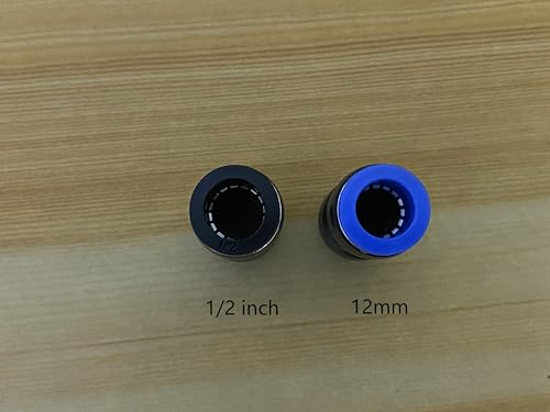 1/2" OD x 12mm OD Pneumatic quick Connector Push to Connect fittings Straight reducer Union/Coupler (Pack of 10) - size: 1/2inch-12mm