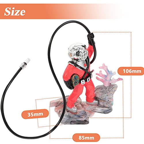 Mesee Aquarium Decorations Diver with Hose Live Action Aerating Ornament, Floating Treasure Seeker Adornment Fish Tank Ornament - color: Orange