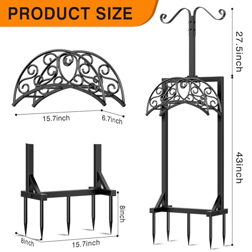 Garden Hose Holder - Upgraded Water Hose Holders for Outside with 5 Spikes & 2 Shepherds Hooks, Freestanding Hose Stand Hose Hanger Hose Storage Hose Reel Rack for Yard Lawn(Antique Bronze) - color: Antique Bronze