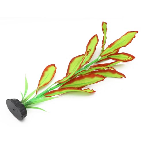 ALEGI Silk Aquarium Plants, 16 Inch Artificial Silk Plants Decorations for Fish Tank,Aquarium Décor Plastic Plants (Light Green with Red, 2 Pack) - color: Light Green With Red