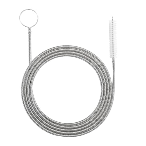 61 Inch Flexible Long Drain Brush, Nylon Stainless Steel Flexible Feeding Tube Cleaning Brush, Elastic Slim Hose Pipe Brushes Auto Sunroof Drain Hole Cleaning Tool for Car Home Fridge (White) - color: White
