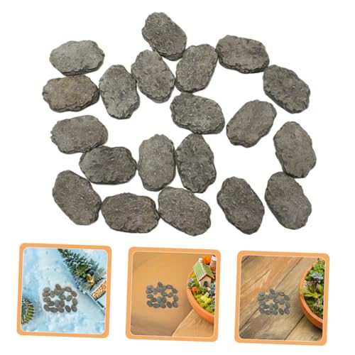 UKCOCO 20Pcs Miniature Stepping Stones for Fairy Garden Accessories DIY Bonsai Micro Landscape Resin Rock Decorations for Garden Pathways and Aquarium Ornaments