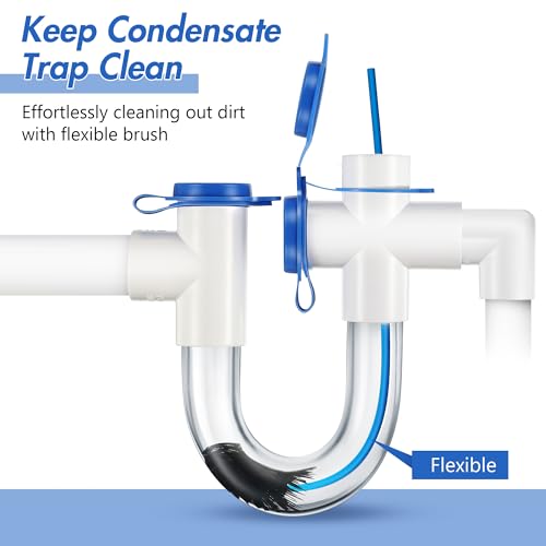 3 Pcs Condensate Trap Flexible Drain Brush, 16 Inch AC Drain Line Cleaning Brush for AC & HAVC Condensate P Trap, Blue
