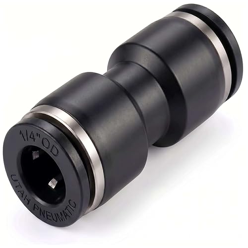 1/4 Air Line Fittings Straight Push To Connect Air Hose Fittings Quick Connect Pneumatic Fittings 10 Pack - color: Black-Straight, size: 1/4" OD 10 PCS