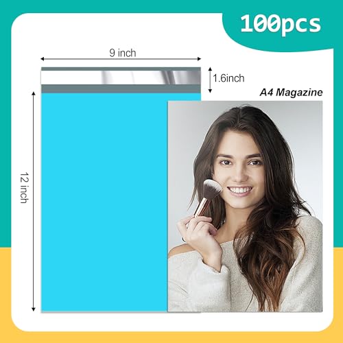 Poly Mailers 9x12 inch 100 Pcs, Blue Plastic Mailing Envelopes with 2.4mil Thickness, Waterproof and Tear-resistant Shipping Bags for Clothing, Tamper Proof Self-Seal Mailers Poly Bags - color: Blue, size: 9x12 Inch 100 Pcs