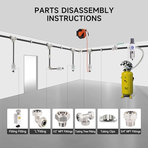 3/4" × 200 FT Shop Air Line Kit, Rapid Air System 3/4 Inch Hdpe-Aluminum Compressed Air Piping for Garage Includes Air-locking/Elbow/Tee/Air Outlet Block Fittings Leak Proof Easy to Install