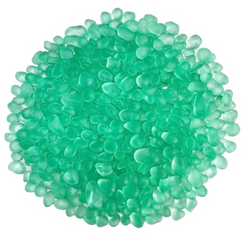 Mint Green Glass Stones, 0.85LB/385g Glass Rocks for Vase, Aquarium Pebbles for Fish Tank, Sea Glass Rocks for Vase Filler Craft - color: Mint Green