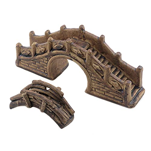 MY MIRONEY 2-Pack Aquarium Decoration Artificial Bridge Ceramic Arch Bridge for Garden Decor Fish Tank Ornament