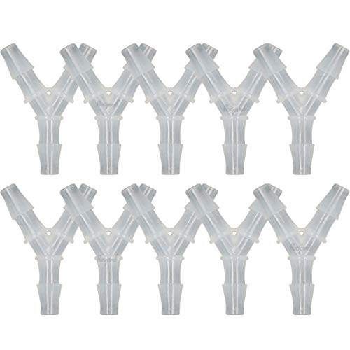 plastic 5/16" Y shape 3 way barbed connector for air hose, water pipe pp polypropylene barb fitting. (Pack of 10 pcs) - style: 10pcs, 5/16" O.D.