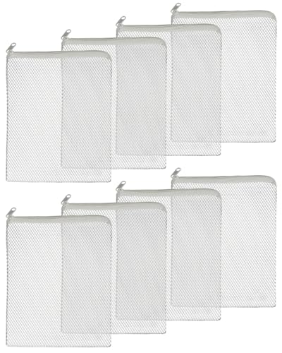 Pawfly 8 Pack Aquarium Filter Media Bags, Fish Tank Fine Mesh Bag with Plastic Zipper Aquarium Reusable Mesh Bag for Activated Carbon Bio Filter Balls Filter Stones Ceramic Rings, White, 7.9" x 5.9" - size: 7.9" x 5.9"