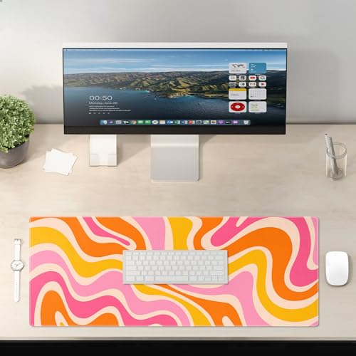 Boho XL Mouse Pad Large Desk Mat Extended Keyboard Mouse Pad Abstract Mousepad with Non-Slip Base and Stitched Edge Minimalist Mouse Mat Desk Pad 31.5 x 11.8 in Mouse Pads for Desk Home Office Gaming - color: Boho Abstract