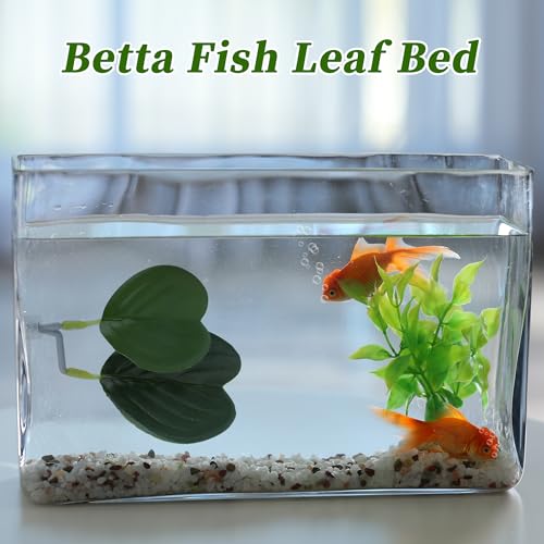 Betta Fish Bed, Betta Leaf Bed, Plastic Betta Heart-Shaped Hammock, Betta Hammock Pad with Suction Cup, Betta Fish Resting Place Betta Fish Supplies Aquarium Decor, Green - color: Green