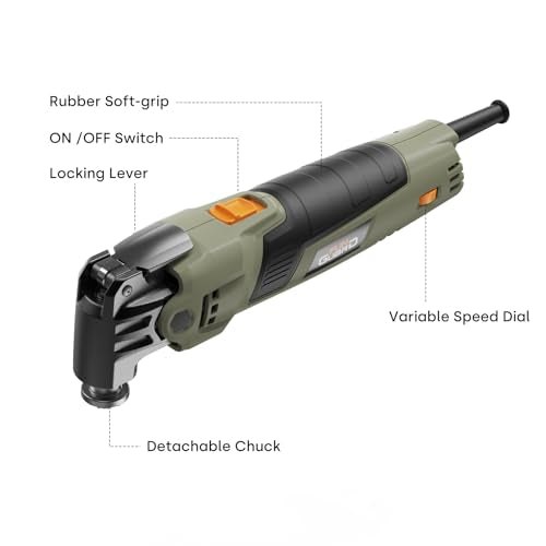 400W Oscillating Tool Kit, 6-Speed Corded Oscillating Multi-Tool with Quick Release, 4.5° Angle, Blades, Sanding Pad, Sandpapers, Scraper and Storage Bag