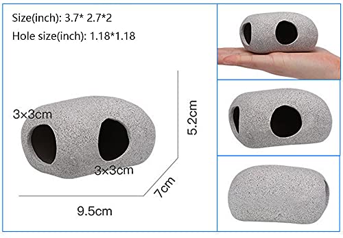 2PCS Aquarium Hideaway Rocks for Aquatic Pets to Breed, Play and Rest, Safe and Non-Toxic Fish Tank Ornaments, Ceramic Decor Rocks for Betta - size: 3.7"x2.7"x2"(2 pcs)