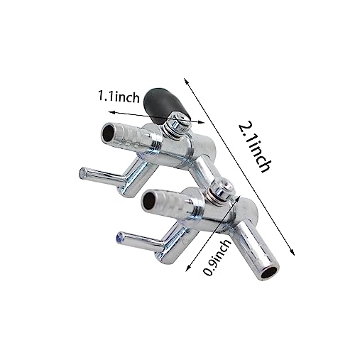 TAODAN 2PCS 2-Way Aquarium Metal Gang Manifold Air Line Control Valve Air Tap Air Splitter Stainless Steel Air Flow Splitter Pump Lever Valve - size: 53x28x22mm 2-Way