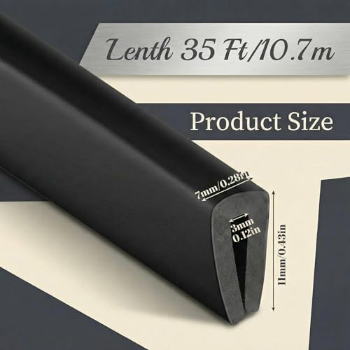 Kingdder Rubber Edge Trim 1/8" U Channel Sheet Metal Edge Protector Door Seal Strip Guard Weather Resistance Fits for Car Doors Steel Plates Glass Hatches Table Corners(35 Feet) - size: 35 Feet
