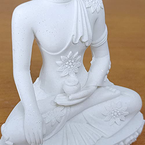 HYFAN Mini Sandstone Buddha Yoga Meditation Statue Harmonious Figurine Collectible Craft Feng Shui Sculpture Decor for Home Office Shelf Desktop (White 2 - color: White 2