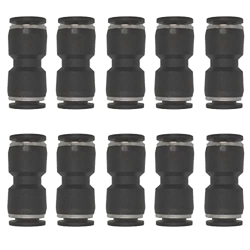 zjxed 3/8" OD x 3/8" OD Pneumatic quick Connector Push to Connect fittings Straight Union/Coupler (Pack of 10) - size: 3/8 inch-3/8 inch