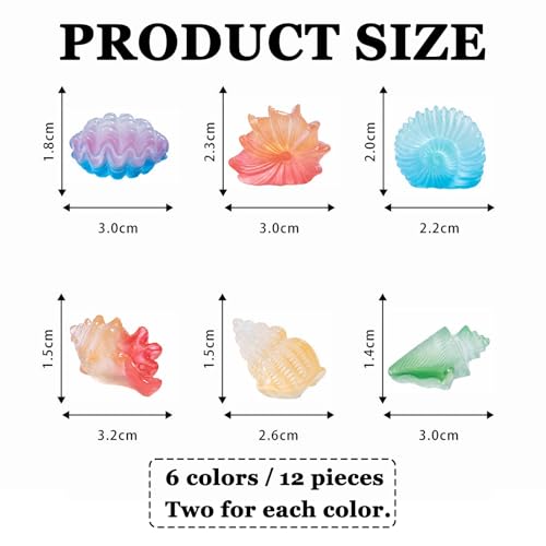 MIUPOO Glow Conch,Betta Stones,Glow in The Dark Crystal,Bonsai Decor,Chips Stone Small Decorative,Fish Tank Decor,6 Colors,12 Pieces. - color: Colorful