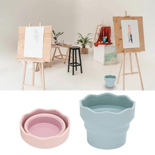 Collapsibles Paint Brush Washer, 2Pcs Collapsibles Water Bucket for Painting Silicone Watercolor Cup Portable Water Cup for Painting