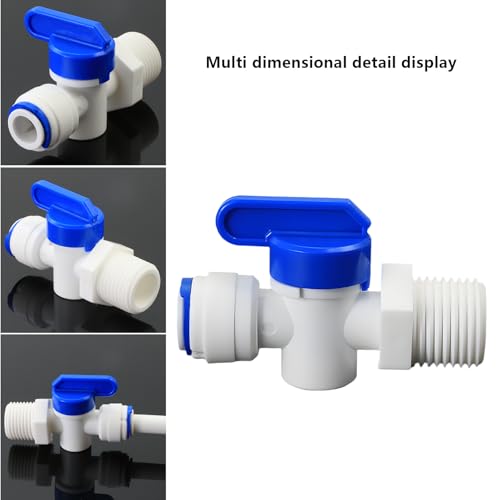1/2"M to 3/8" Tube Push-Fit Ball Valve, 3 Pcs | Quick-connect adapter switch for RO reverse osmosis water filter systems, beverage dispensers & water purifiers. - size: 1/2"MPT to 3/8" QC Ball Valve