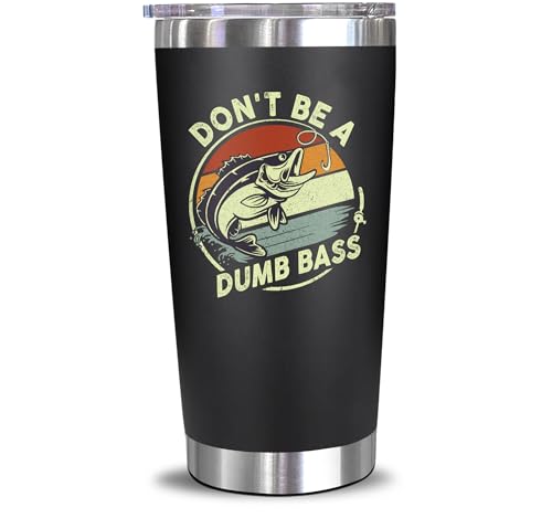 NewEleven Fathers Day Gift For Dad, Him - Fishing Gifts For Men, Fisherman, Father - Practical Gift, Dad Birthday Present, Men, Husband - 20 Oz Tumbler - color: Dumb bass black
