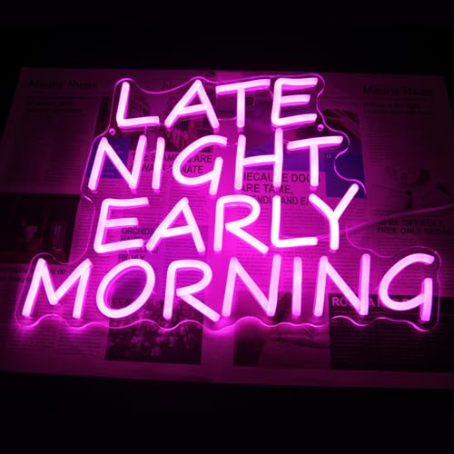 Bar Neon Sign Late Night Early Morning Neon Signs for Wall Decor Beer LED Neon Sign Pink Letter Neon Light Sign Dimmable Neon Lights for Bedroom Bar Party Hotel Club Party Man Cave Decor - color: Pink