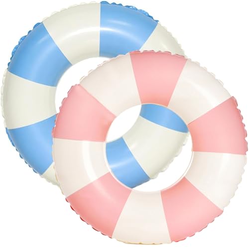 2 PCS Inflatable Pool Floats for Swimming Pool Party Lake Beach Adults - Floaties Pool Tubes Swim Rings Tubes Floaties for Beach Pool Party Decorations - color: Blue and Pink, size: 29"