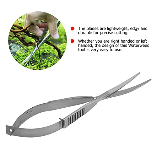 Stainless Steel Waterweed Tool Shears, Spring Rebound Aquatic Plant Trimming Scissors with Curved Blades for Precision Landscaping in Small Fish Tanks