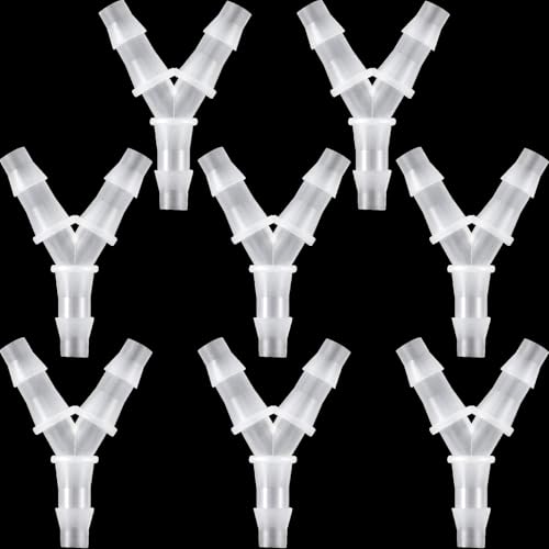 PAGOW 8 Pcs Hose Barb Fitting, 1/4" Plastic Hose Barb Tee 3 Way Y Shape Barbed Fitting for Air Line Tubing Pipe, Oxygen Tubing Pipe, Household Fuel, Gas, Water - size: 1/4" (8 Pcs)