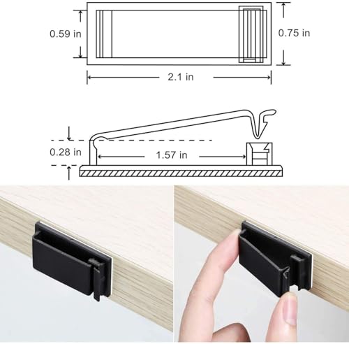 5Pcs Self Adhesive Cable Management Clips,Cable Organizers Wire Clips Cord Holder for PC Laptop Ethernet Cable Desktop Home Office(2.1’’ x 0.75’’ x 0.28’’, Black) - color: Black, size: 2.1’’ x 0.75’’ x 0.28’’