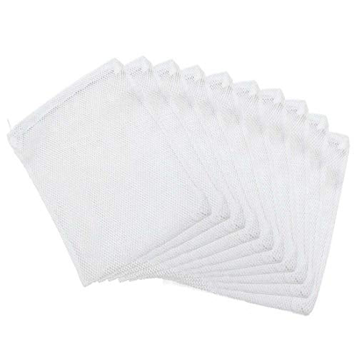 Wave Point 5 pcs 8" x 6" Aquarium Fish Tank Pond Filter Media Mesh Bags Zipper Reusable (White, Fine) - color: White, Fine