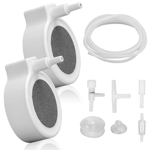 2-Inch Aquarium Air Stone Kit - Weighted Nano Bubble Disc Diffuser for 10-30 Gallon Fish Tank, Ultra-Quiet Aerator with Check Valve & Tubing for Betta, Shrimp, Hydroponics - color: 2 Inch for 2 to 30 Gallon Tanks