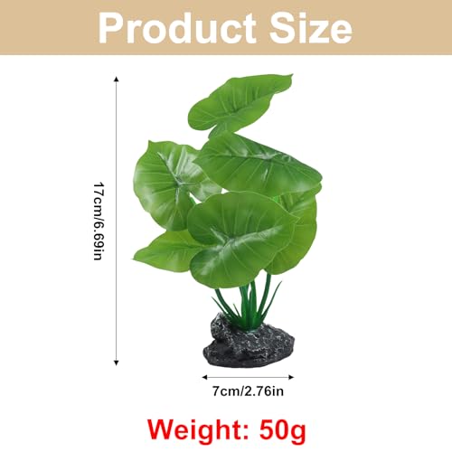 Aquarium Plants Fish Tank Decorations 6.69 Inch Artificial Plastic Plants with Weighted Base, Soft Silk Leaves Realistic Design for Betta Fish Reptile Tank Habitat Decor (Green Type-A) - color: Green Type-a, size: 6.7 in