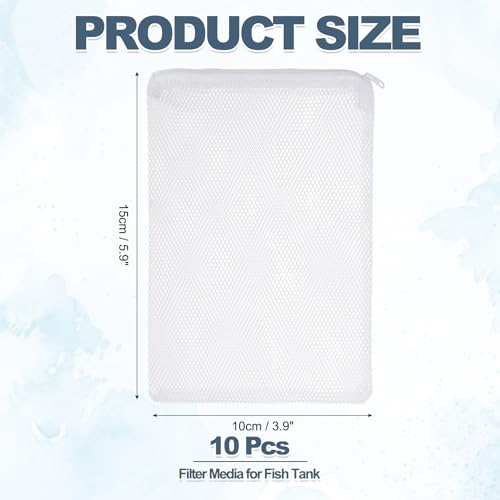 Aquarium Filter Media Bags, Fish Tank Fine Mesh Bag with Zipper Reusable Versatile 6 x 4 Inch, (White, 10Pcs), Intended for Fish Tank/Aquarium/Pond/Activated Carbon/Ceramic Rings - color: white, size: 6 x 4 in