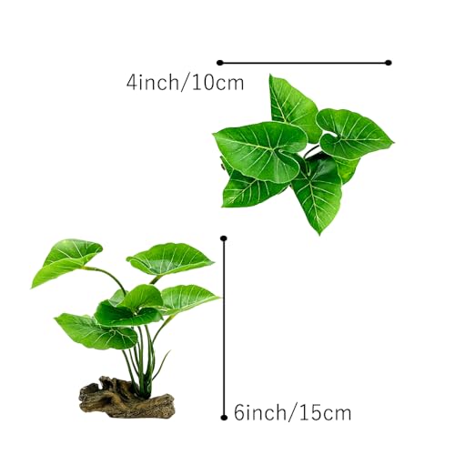 Fish Tank Decor Aquarium Decorations Ornaments Betta Leaf pad Hammock 6inch Plastic Artificial Plant Goldfish Fish Hides Small Tank/Reptiles Plants Driftwood (Green-Type-A) - color: Green-type-a