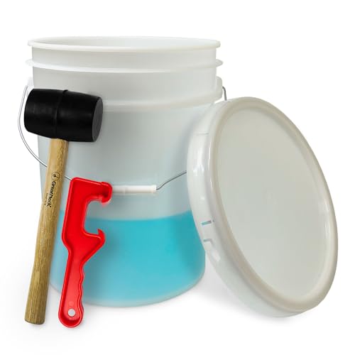 ePackageSupply 5 Gallon Plastic Bucket with Airtight Lid | Made in USA | Food Grade Bucket | BPA-Free | Heavy Duty 90 Mil All Purpose Pail | One 12" Rubber Mallet & One Lid Opener Included | 1 Pack - color: Translucent, size: 1 Pack