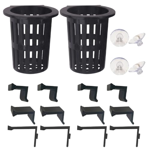 Aquarium Plant Holder, Fish Tank Plant Holder for Underwater Arrangements, Plant Holder for Fish Tank with Hooks and Suction Cups, Plastic Material for Aquatic Environments