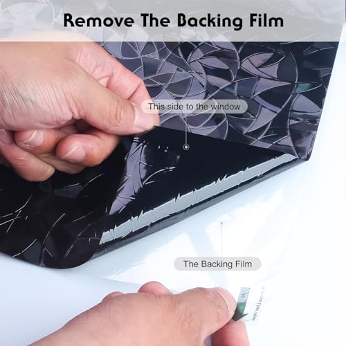 Volcanics Total-Blackout-Window-Privacy-Film, Rainbow Room Darkening Black Window Cover, Static Cling 100% Light Blocking 23.6 x 78.7 Inches - color: Black, size: 23.6" X 78.7"