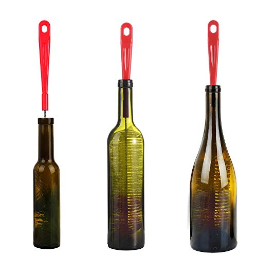 ALINK 3-Pack Long Red Bottle Cleaning Brush for Narrow Neck Beer, Wine, Kombucha, Hydroflask, Thermos, Sport Well, Carafe, Brewing Bottle Cleaner, 16 Inches - color: Red