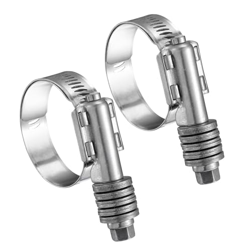 2 Pack Heavy Duty Worm Hose Clamp, Adjustable Range 1"-1 3/4" (25-45mm) 304 Stainless Steel Worm Gear Drive Hose Clamps for Water Pipe, Plumbing, Automotive and Mechanical Application - color: 2 Pcs, size: 25-45mm