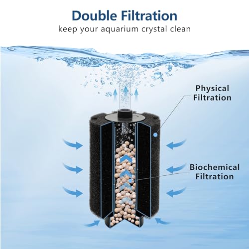 Aquarium 80-150 Gallon 2 Pack Sponge Filter with Air Stone and Ceramic Media Quiet Fish Tank Filters fit Breeding Fry Betta Shrimp Fish Tank - color: 2 pack, size: L(80-150 gallon)