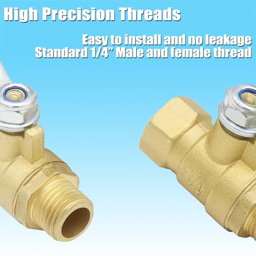 Heavy Duty 1/4 inch NPT Brass Ball Valve Air Compressor Shut Off Valve, 1/4" Male NPT x 1/4" female NPT (1Pc) - size: 1/4" ball valve(1Pc)