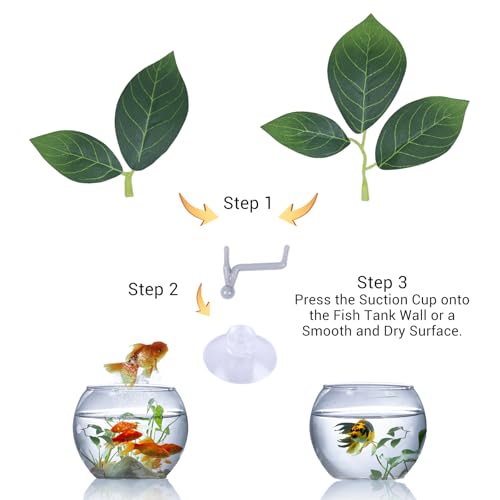 Betta Fish Hammock 2 Detachable Adjustable Plastic Plants Leaf Pad with Super Suction, The Natural Habitat for Betta Resting, Spawning & Tank Beautification (4)