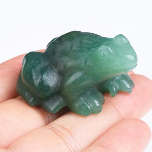 2 Inch Green Aventurine Frog Crystal Figurine，Frog Gifts Healing Crystal Decor，Frog Garden Statue Stone Energy Gemstones, in Bedroom Office Christmas Meditation Gifts Aquarium Decoration - color: Green Aventurine