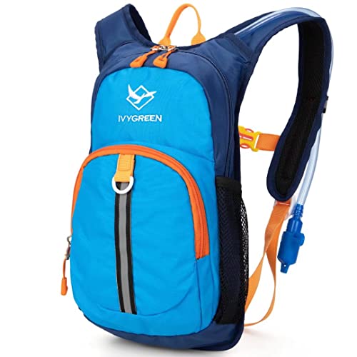 Ivygreen Kids Hydration Backpack, Hiking Backpack for Boys or Girls with 1.5L Water Bladder - color: Blue, size: Small
