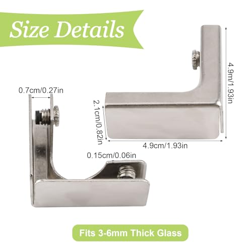 4Pcs Cold-Rolled Steel Glass Clamp 2 Way Glass Connectors Rimless Clip Holder for Fixing or DIY Fish Tank, Wind Guard, Display Cabinet, for 3-6mm Thickness - color: Cold-rolled Steel,for 3-6mm, size: 4 Pieces