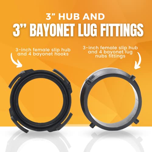 2 x Combo Pack RV Sewer Hose Fitting Adapter - PVC Connection & Termination Adapter - 3" Hub x Bayonet Hooks
